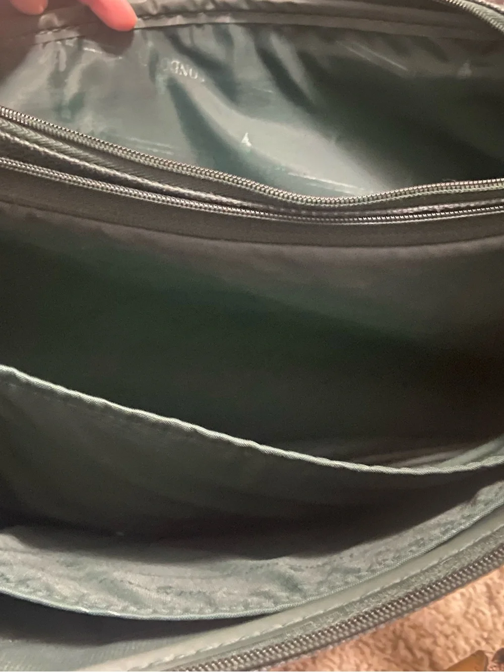 London Fog Black Laptop Bag with Tan Handles
